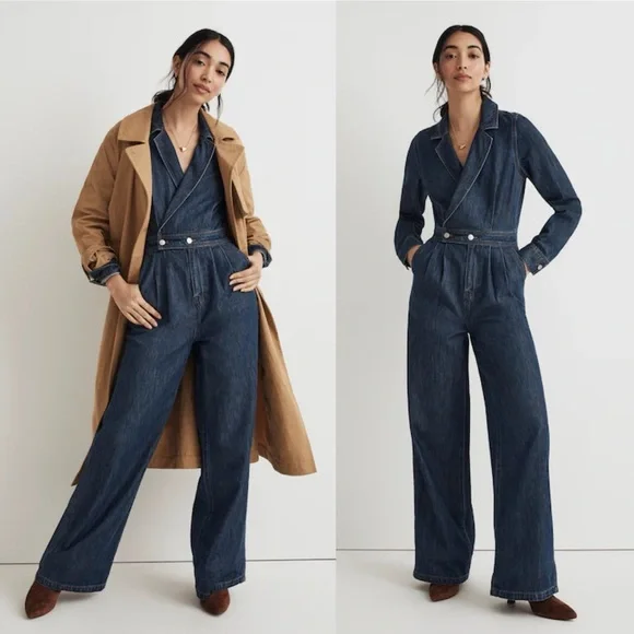Madewell Denim Tailored Jumpsuit in Norvell Wash Size 6 - Picture 1 of 13